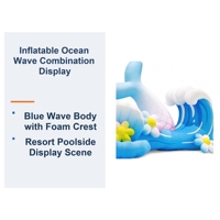 Crête publicitaire gonflable en mousse motif vague marine bleue, avec ventilateur intégré, impression numérique, 8-10 pieds, pour affichage au bord de la piscine des complexes hôteliers