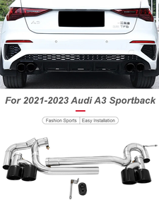 Terminali di Scarico per Audi <span class=keywords><strong>A3</strong></span> <span class=keywords><strong>Sportback</strong></span> 2021-2025 fino a S3, Punte Quad in Acciaio Inox 304 e Fibra di Carbonio - Product Image 3