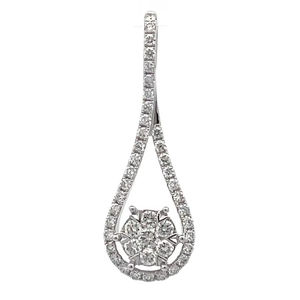 Colgante de oro blanco de 18 quilates con forma de lágrima con diamantes de 0,563 quilates, 43 piedras, 2,14 g, joyería fina para mujer - Product Image 1