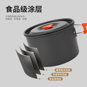 Juego de utensilios de cocina portátiles para exteriores Ds-300, 2-3 ollas y sartenes antiadherentes, ligeros, para camping y picnic. - Product Image 3