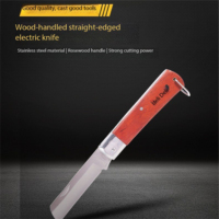 Couteau d'électricien pliant à lame droite de 200 mm en acier inoxydable 3Cr13 avec manche en bois de poirier pour le dénudage et la coupe de câbles DL0070