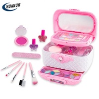Cosmétiques Princesse Non Toxiques et Sûrs, Boîte de Maquillage à 2 Niveaux, Ensemble de Nail Art, Cadeau pour Enfants, Trousse de Maquillage pour Filles avec Pinceau