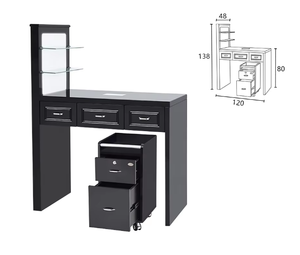Mesa de uñas de madera de gran capacidad para manicura, muebles de salón de lujo directos de fábrica con múltiples cajones, <span class=keywords><strong>centro</strong></span> de peluquería y manicura - Product Image 2