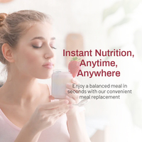 Batido Vegano Sustituto de Comida OEM, Proteína Vegetal en Polvo - Sabor Fresa y Plátano, Probióticos, Vitaminas, Suplementos de Fibra Dietética
