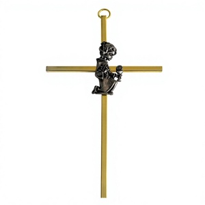 Cruz de bautismo, figura de chica joven de Metal, decoración colgante hecha a mano, Cruz de pared - Product Image 4