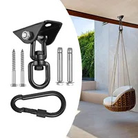 Noir 360 pivotant balançoire cintres supports de plafond Kits de suspension pour siège de Patio chaise balançoire hamac supports plaque fixe produit en boîte