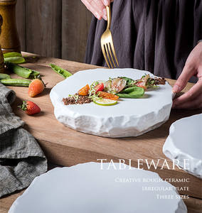 <span class=keywords><strong>Gres</strong></span> de porcelana creativa, platos de cena con forma de piedra de <span class=keywords><strong>roca</strong></span> Irregular, platos de cerámica para restaurante, postre, bistec, platos para servir - Product Image 6