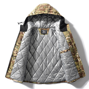 Veste d'hiver camouflage DF22 pour homme, avec doublure réfléchissante, capuche et fermeture éclair, coupe-vent et chaude. - Product Image 1