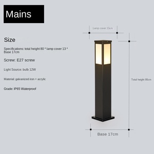 <b>Solar</b> Powered LED Lawn <b>Light</b> Outdoor Garden Lamp <b>Post</b> Black Aluminum Alloy IP65 Water-Resistant 5000K Daylight Motion Sensor - Product Image 4