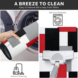 <span class=keywords><strong>Tapis</strong></span> de <span class=keywords><strong>cuisine</strong></span> géométriques rouges en polyester rembourrés, antidérapants, lavables, adaptés aux animaux domestiques, réversibles, ensemble moderne, antimicrobien - Product Image 3