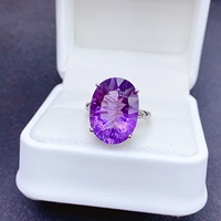 Factory Wholesale Luxury 925 Sterling Silver Women's Wedding Ring Natural Amethyst Engagement Gift Anniversary Parties