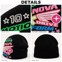 Bonnet tricoté sans revers DYMF en gros, avec lettres graphiques brodées, imprimé Y2K, unisexe, chaud, pour le ski et l'extérieur, avec logo personnalisé