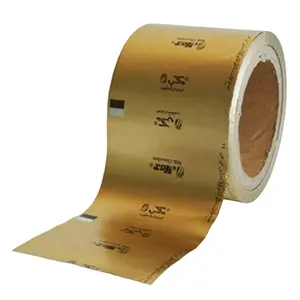 Impresión en relieve de papel de aluminio dorado para chocolate, rollos de envoltura de papel de aluminio para barra de dulces