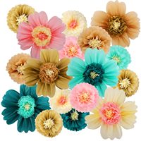 12 buah bunga kertas tisu warna-warni besar 20 "bunga kertas warna antik Fiesta raksasa buatan tangan