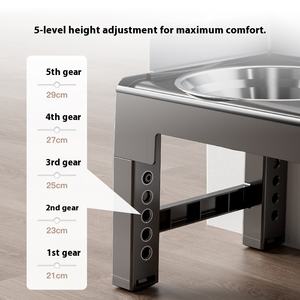 Mangkuk anjing yang ditinggikan anti tumpah, Tempat makan anjing dapat dimiringkan dengan mangkuk Stainless Steel dan mangkuk tempat makan lambat - Product Image 3