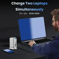 Chargeur GaN 600W USB-C PD3.0 QC3.0 avec 5 ports C et 3 ports A, indicateur LED, station de charge rapide pour téléphones portables