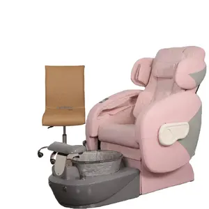 Cadeira de pedicure de salão de beleza luxuosa para pés, cadeira reclinável elétrica rosa com controle remoto