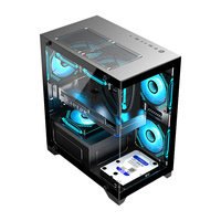 Caja de PC Micro ATX para Juegos, Panel de Vidrio de Doble Cara con Vista Completa, Cajas de Computadora para Juegos de Torre Media, Chasis de Escritorio para Computadora de Juegos