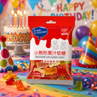 Bonbons gélifiés en forme d'ours, sans gras, sans conservateurs, saveur fruits mélangés, à mâcher, sachet de 108g, vente en gros