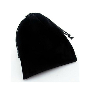Black Velvet <b>Drawstring</b> <b>Pouch</b> Jewelry Packaging Bag Rectangle Shape KC1001 - Product Image 1