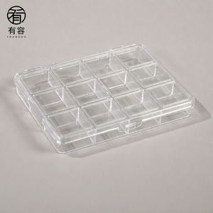 กล่องเก็บของพลาสติกใส 12 ช่องพลิกท็อปสแควร์ DIY ประดับด้วยลูกปัดอุปกรณ์ตกแต่งเล็บออแกไนเซอร์ 112x90x10.8 มม. - Product Image 4