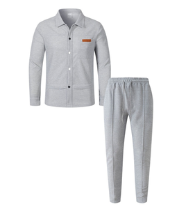 Ensemble haut et pantalon de haute <span class=keywords><strong>qualité</strong></span>, mode automne européenne et américaine, couleur unie, ensemble deux pièces, chemise à manches longues pour homme - Product Image 5