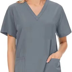 Conjunto de Uniformes Médicos Transpirables, Sueltos, Cómodos, de Manga Corta, Cuello Irregular y Corte Holgado - Product Image 2