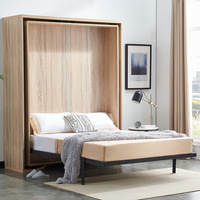 Vollgroßes Murphy-Bett mit Kleiderschrank und Schubladen, Faltbares Stauraum-Schlafzimmermöbel im Modernen Design