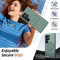 Pour S26 Ultra S25 FE S24 S23 Plus, coque de téléphone magnétique antichoc, étanche, avec recharge sans fil, anneau métallique rotatif à 360°