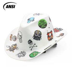 <span class=keywords><strong>Ansi</strong></span> หมวกกันน็อคชนิด<span class=keywords><strong>1</strong></span>คลาส C สไตล์คาวบอยหมวกกันน็อคแบบเต็มขอบหมวกแข็ง6จุดหมวกนิรภัย DIY สติกเกอร์สะท้อนแสงตลกกำหนดโลโก้ได้เองพร้อมที่บังแดด - Product Image 6