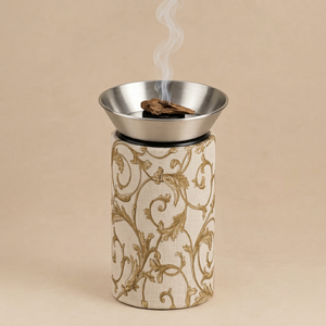 Brûleur à Bakhoor en bois de luxe moderne avec plaque métallique pour une fragrance premium et une décoration élégante pour la maison - Product Image 1