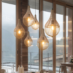 ที่ขายดีที่สุดในร่มตกแต่งบ้านบ้านไร่แขวนการออกแบบไม้ไผ่จี้แสงที่ทันสมัย - Product Image 1