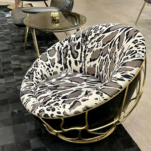 Mobilier italien léger de luxe en métal et <span class=keywords><strong>tissu</strong></span> <span class=keywords><strong>design</strong></span> <span class=keywords><strong>Fauteuil</strong></span> de loisir à une place Canapé imprimé léopard <span class=keywords><strong>Fauteuil</strong></span> de salon - Product Image 5