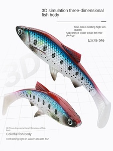 Skimming SHARK 38g เหยื่อ Bionic เหยื่อนุ่มพีวีซีหลากสีหางตัวทีขนาดใหญ่สำหรับปลาคาร์พ<span class=keywords><strong>ทะเล</strong></span>ตกปลา Luya Fin lurebait - Product Image 3
