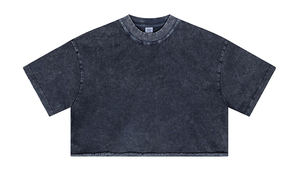 Popular DTG Print Women's Acid Wash Crop tops Algodón 250gsm Vintage camiseta Tops - Product Image 6