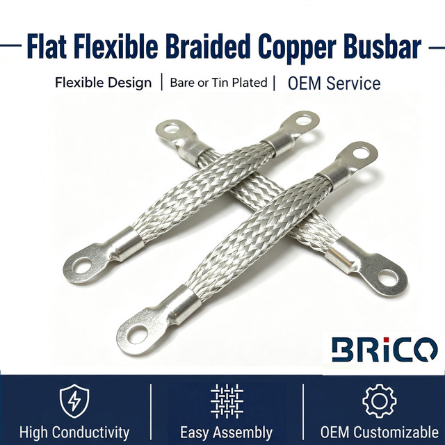 Custom Flat Flexible Braided Copper Busbar Tin Plated for ESS BESS Enclosure Low Voltage Power Distribution Equipment