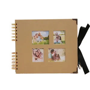 29.5*21cm 80 Page DIY Photo Albums with 4 Photos Windows Kraft and Black Covers Available Black Page Handmade Scrapbooking Ideas