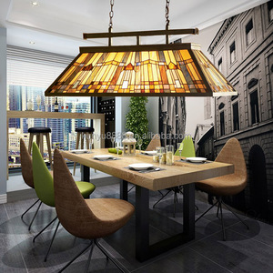 Lámpara Colgante LED Tiffany de Vidrio con 6 Luces, Altura Ajustable, para Mesa de Billar, 2700K, Luz Blanca Cálida, Cuidado de la Vista - Product Image 3