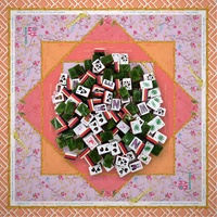 Tuiles de Mahjong en acrylique sur le thème de la faune, jeu de table de style américain avec tapis de Mahjong imprimé faune (seulement le tapis)