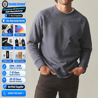 Sweat-shirt en molleton à col rond et manches raglan pour homme, coupe ample, logo personnalisé en tissu, faible MOQ, vente en gros, streetwear, pull-over