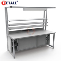 Banc de travail ESD robuste Detall pour réparation électronique, capacité 2000 lbs, panneau perforé métallique, multiprise, cadre en aluminium