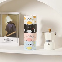 Tasse à eau en céramique empilable créative, motif chat de dessin animé mignon, idéale pour la maison, le café et le lait – Meilleure vente