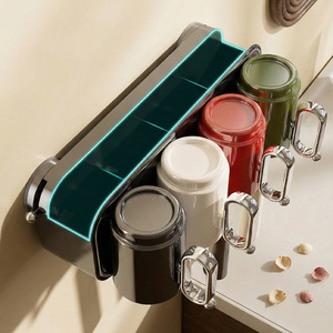 Suction Cup Toothbrush And Mouthwash Cup Holder Wall Mounted No Drill For Bathroom Storage With Four Cups Mixed Colors - Product Image 4