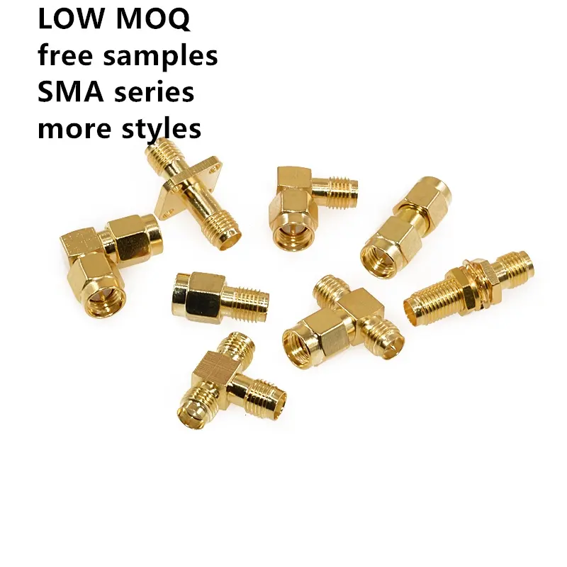 משלוח דגימות זהב ציפוי RF קואקסיאלי מחבר SMA סדרת שקע זווית נכונה SMA תקע זכר מחבר rf מתאמים עבור PCB הר