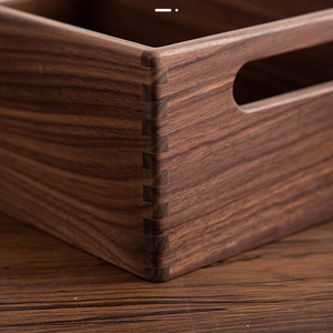 Hình Chữ Nhật Màu Đen Óc Chó Thùng Gỗ Với Xử Lý Phong Cách Lỗ Mộng & Tenon Hộp Cho Phòng Khách Bàn Để Cửa Hàng Đồ Ăn Nhẹ Trang Điểm - Product Image 2