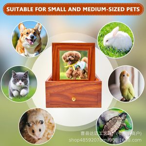 Wooden Pet Memorial <b>Urn</b> Rectangle Cremation Box With Photo Frame For <b>Cats</b> And Dogs Durable Tree Material - Product Image 3