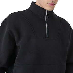 1/4 di fabbrica felpa con mezza Zip O collo personalizzato taglie forti in cotone alto Gsm con spalle scoperte girocollo - Product Image 2