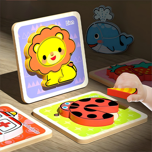Nuovo caldo <span class=keywords><strong>Montessori</strong></span> in legno di più stili cartone animato avanzato bambino educazione precoce puzzle di apprendimento giocattoli per bambini ragazzi ragazze - Product Image 3