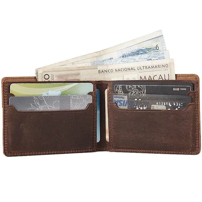 RFID Blocking Gents Real Leather Wallet Custom Minimalist Slim Bifold Men's Genuine Leather Wallet for Men