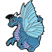 Broches de revers professionnelles personnalisées en émail dur plaqué or, motif Dragon Bleu, impression sur soie, artisanat métallique